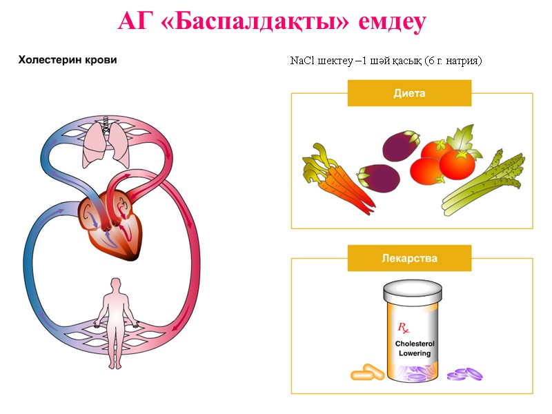 АГ «Баспалдақты» емдеу NaCl шектеу –1 шәй қасық (6 г. натрия)